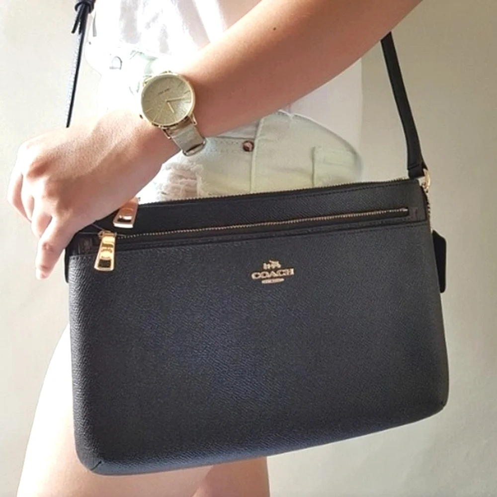 COACH Carriage Saffiano Zip Crossbody Bag EUC - Picture 7 of 13
